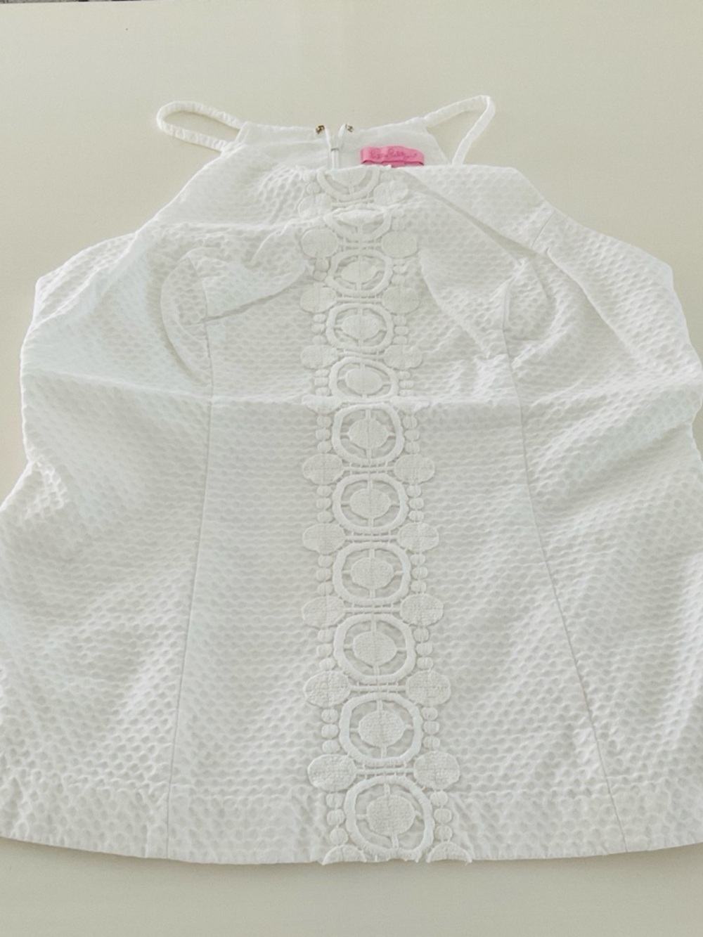 Lilly Pulitzer White Eyelet Halter Tank